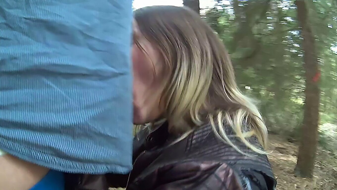 Barbara Gives A Blowjob To A Well-Endowed Man In The Great Outdoors