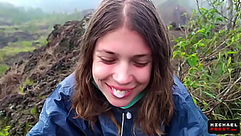 Amateur Babe Gives A Pov Blowjob On Top Of An Active Volcano