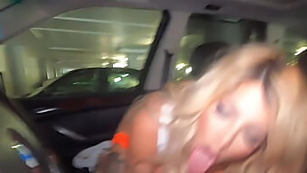 Latina Waitress With Big Tits Gives A Blowjob In A Car For A Tip