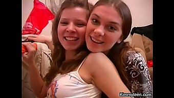 Young Lesbians Strip Down And Play With Each Other'S Tits