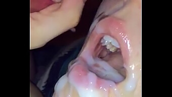 Slow-Motion Video Of A Young Amateur Girl Receiving A Huge Load In Her Mouth